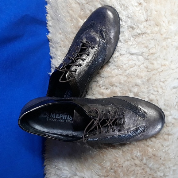 Mephisto Metallic Tone Reptile Pattern Lace up Shoes sz 9 - Picture 2 of 9